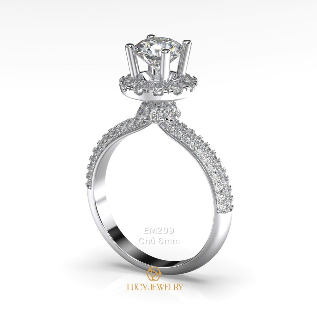 EM209 - Nhẫn cầu hôn, round cut, 6.0mm - Lucy Jewelry