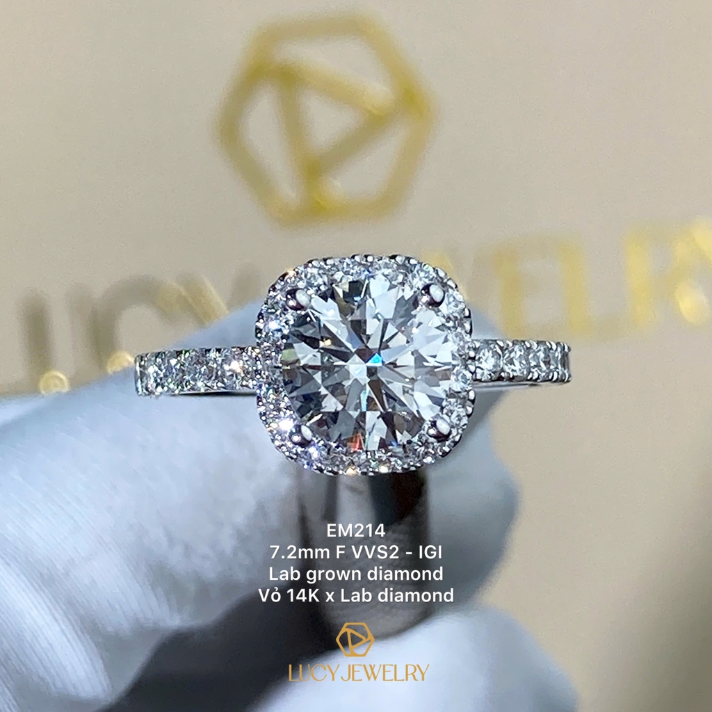 EM214 - Nhẫn cầu hôn, round cut, 7.2mm - Lucy Jewelry