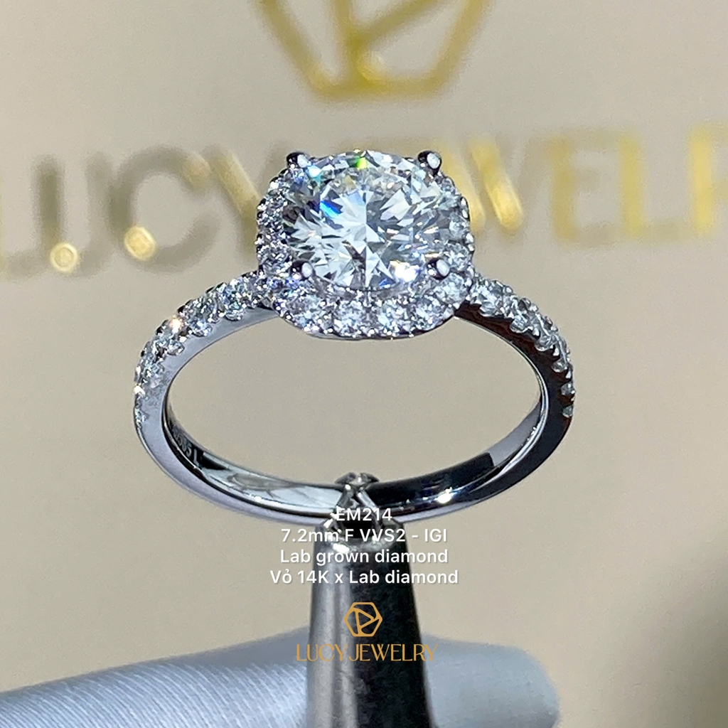 EM214 - Nhẫn cầu hôn, round cut, 7.2mm - Lucy Jewelry