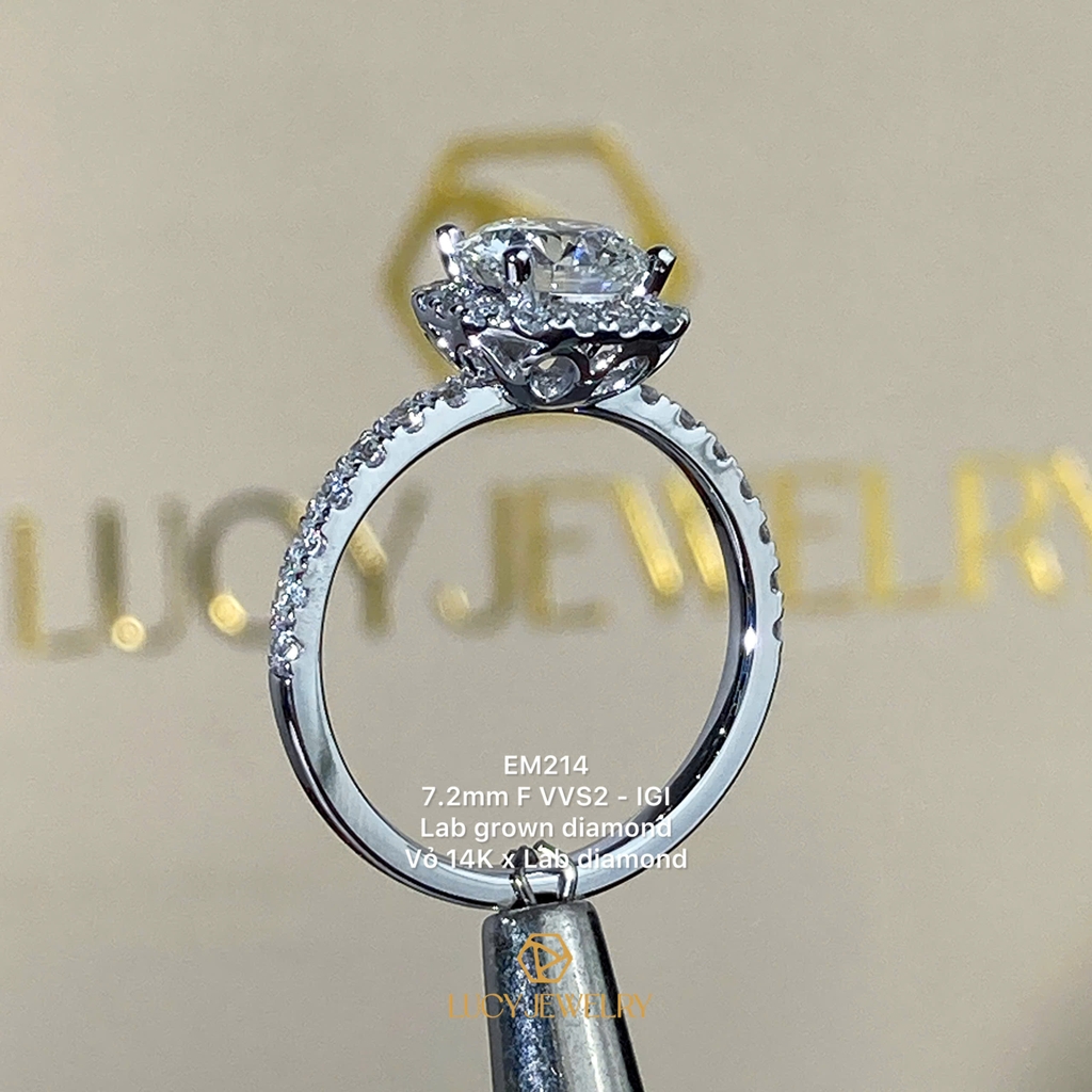 EM214 - Nhẫn cầu hôn, round cut, 7.2mm - Lucy Jewelry