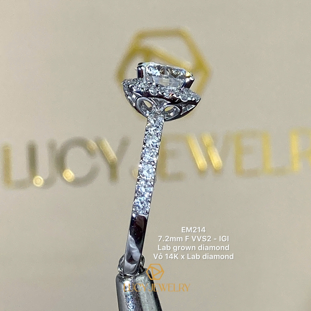 EM214 - Nhẫn cầu hôn, round cut, 7.2mm - Lucy Jewelry