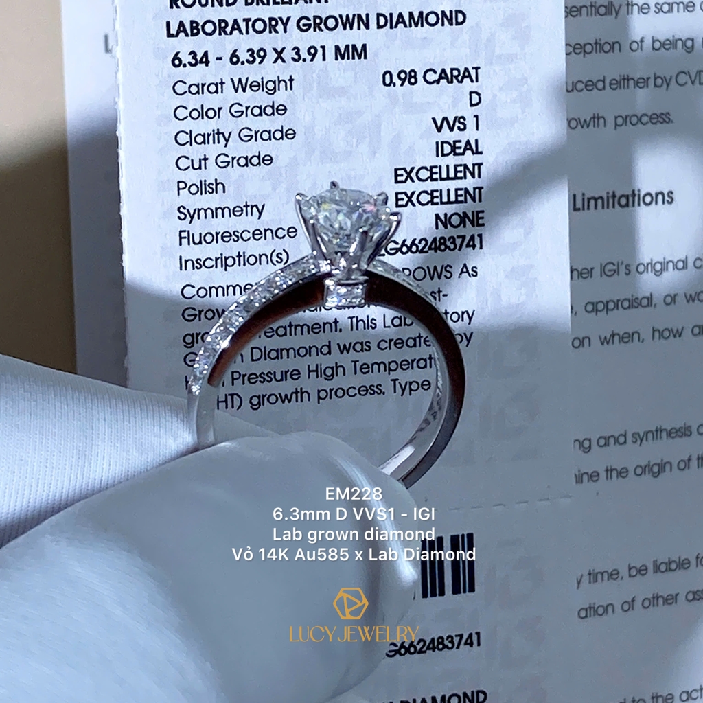EM228 - Nhẫn cầu hôn, round cut, 6.3mm - Lucy Jewelry