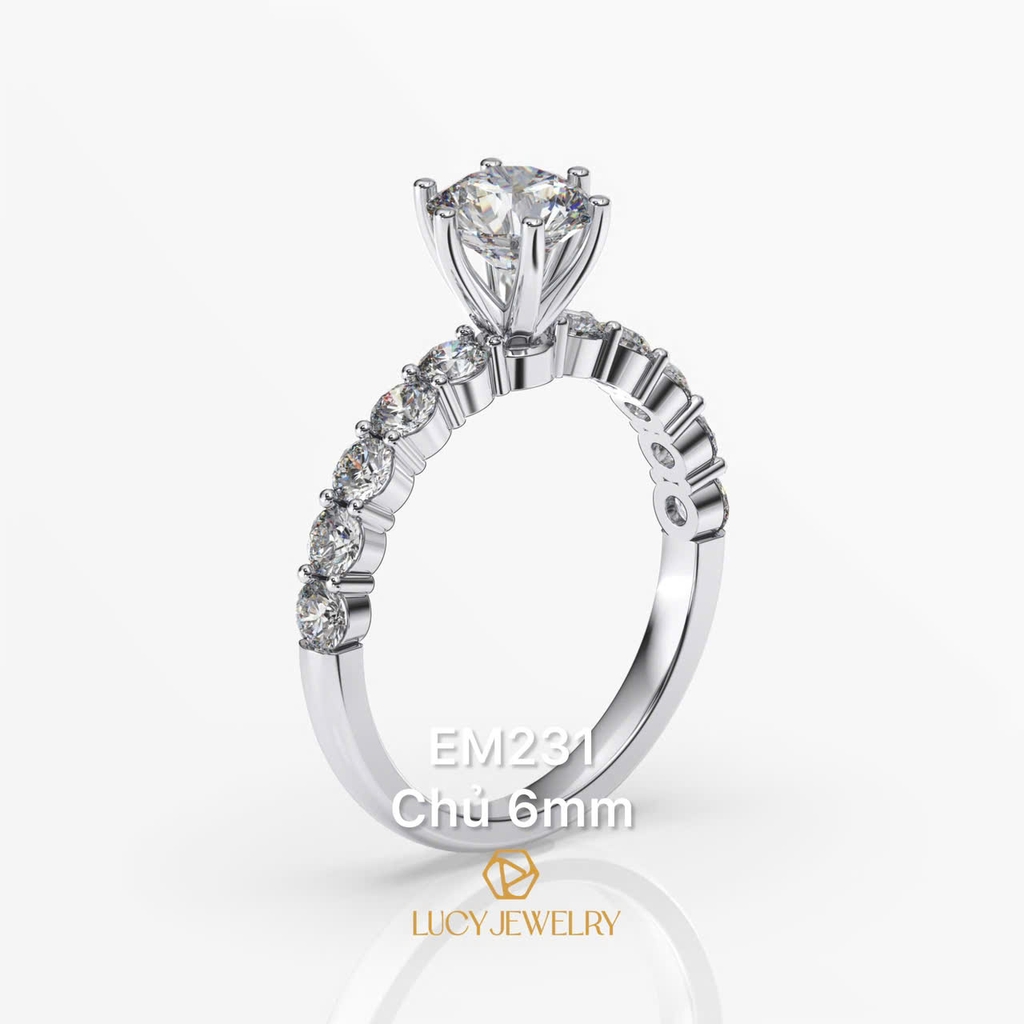 EM231 - Nhẫn cầu hôn, round cut, 6.0mm - Lucy Jewelry