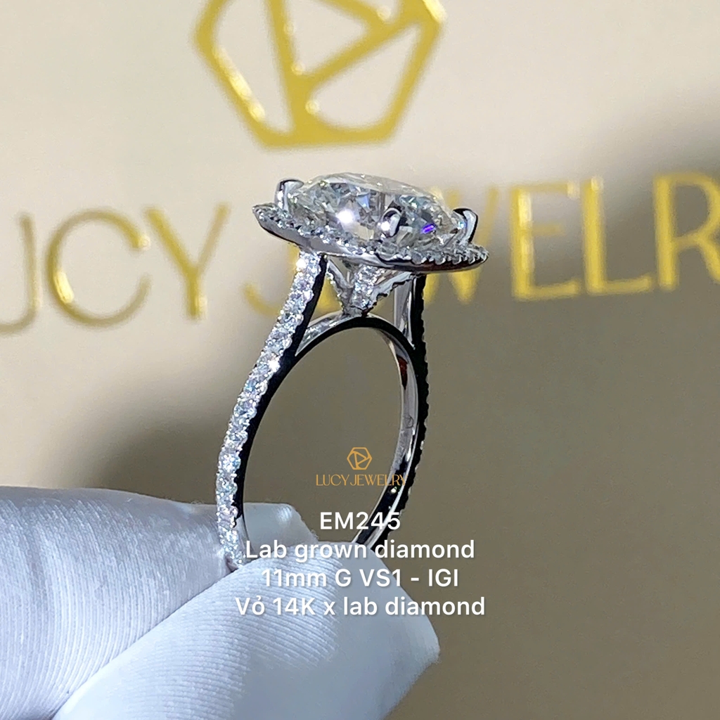 EM245 - Nhẫn cầu hôn, round cut, 11mm - Lucy Jewelry
