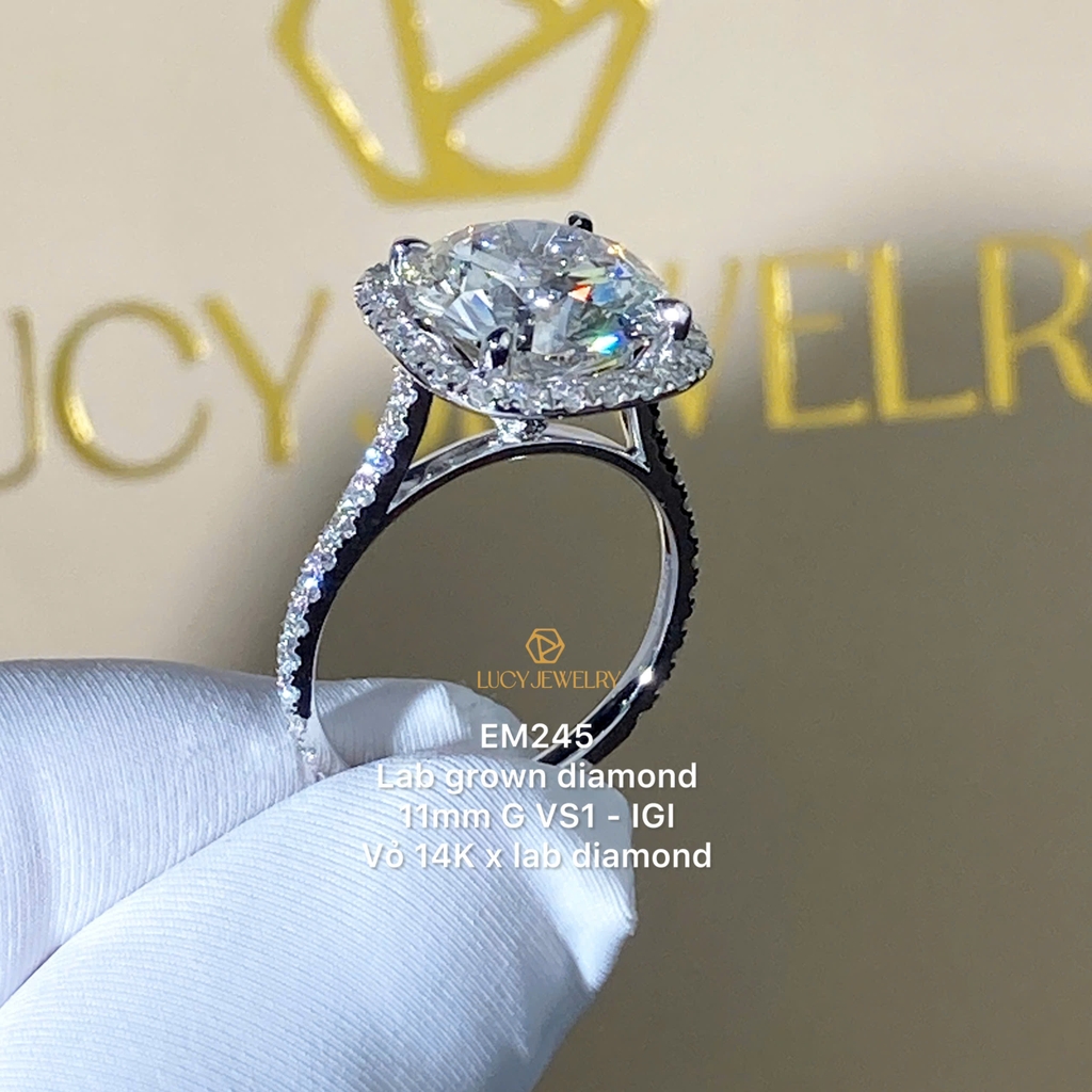 EM245 - Nhẫn cầu hôn, round cut, 11mm - Lucy Jewelry