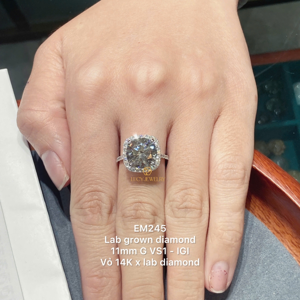 EM245 - Nhẫn cầu hôn, round cut, 11mm - Lucy Jewelry