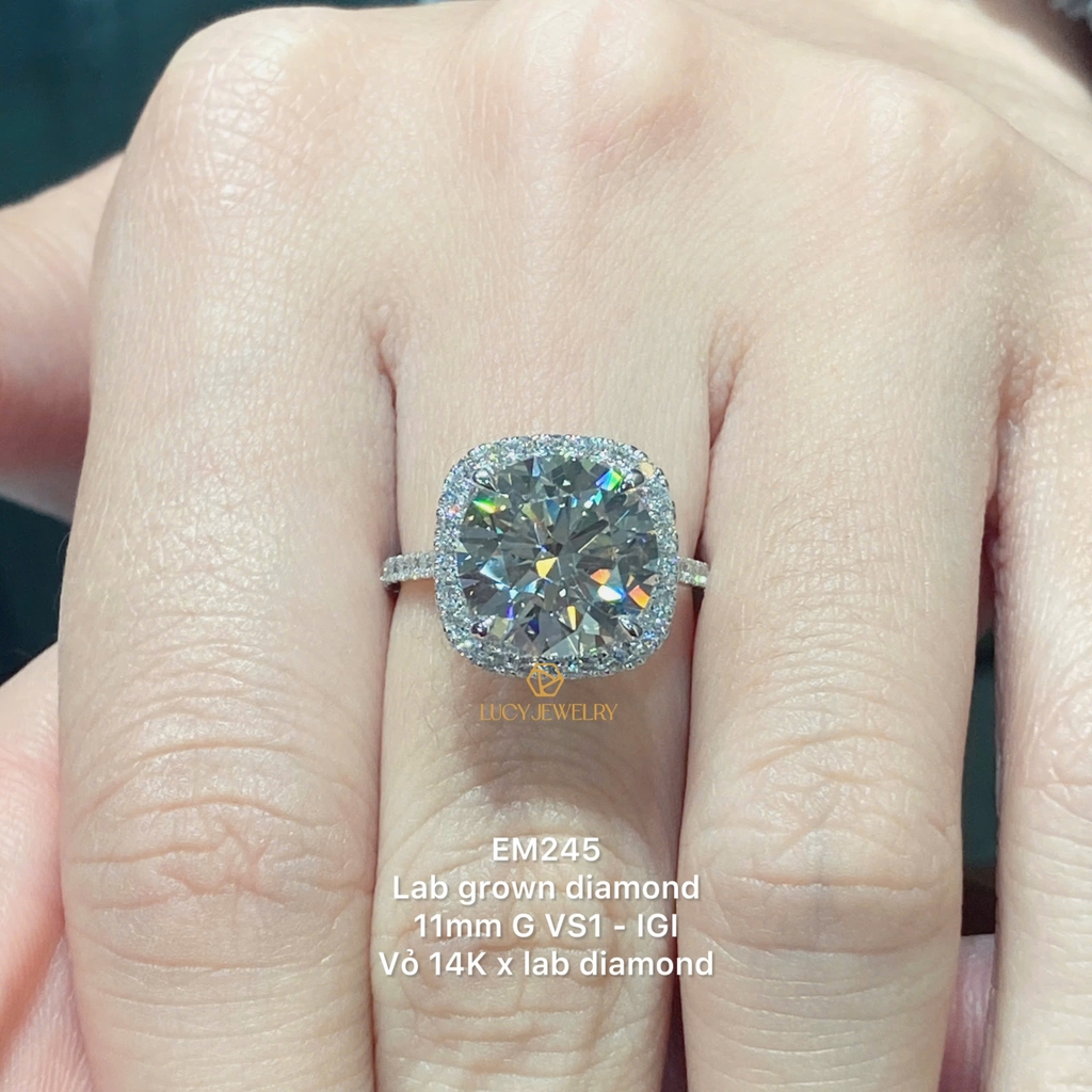 EM245 - Nhẫn cầu hôn, round cut, 11mm - Lucy Jewelry
