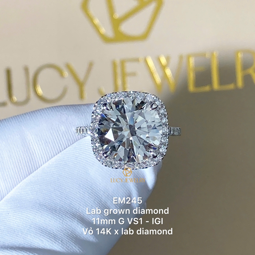 EM245 - Nhẫn cầu hôn, round cut, 11mm - Lucy Jewelry