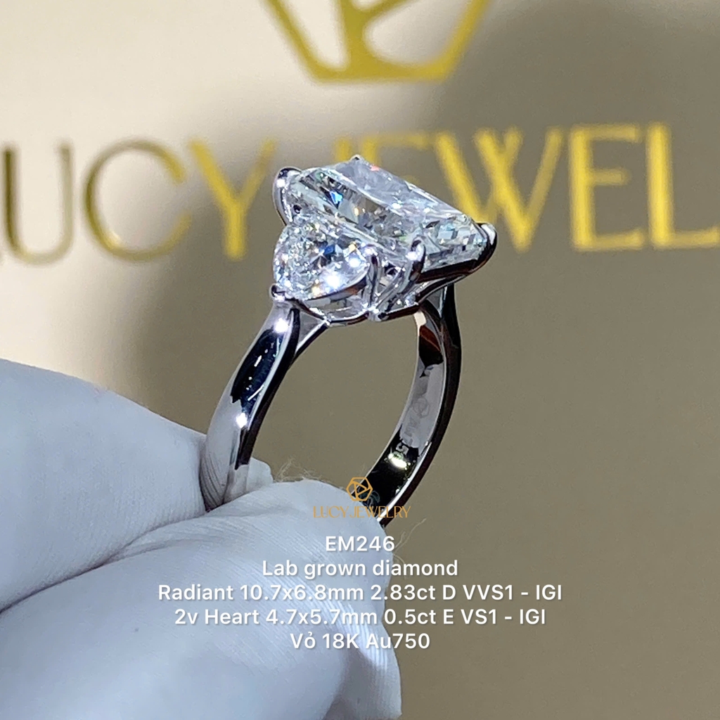 EM246 - Nhẫn cầu hôn, radiant & heart cut - Lucy Jewelry