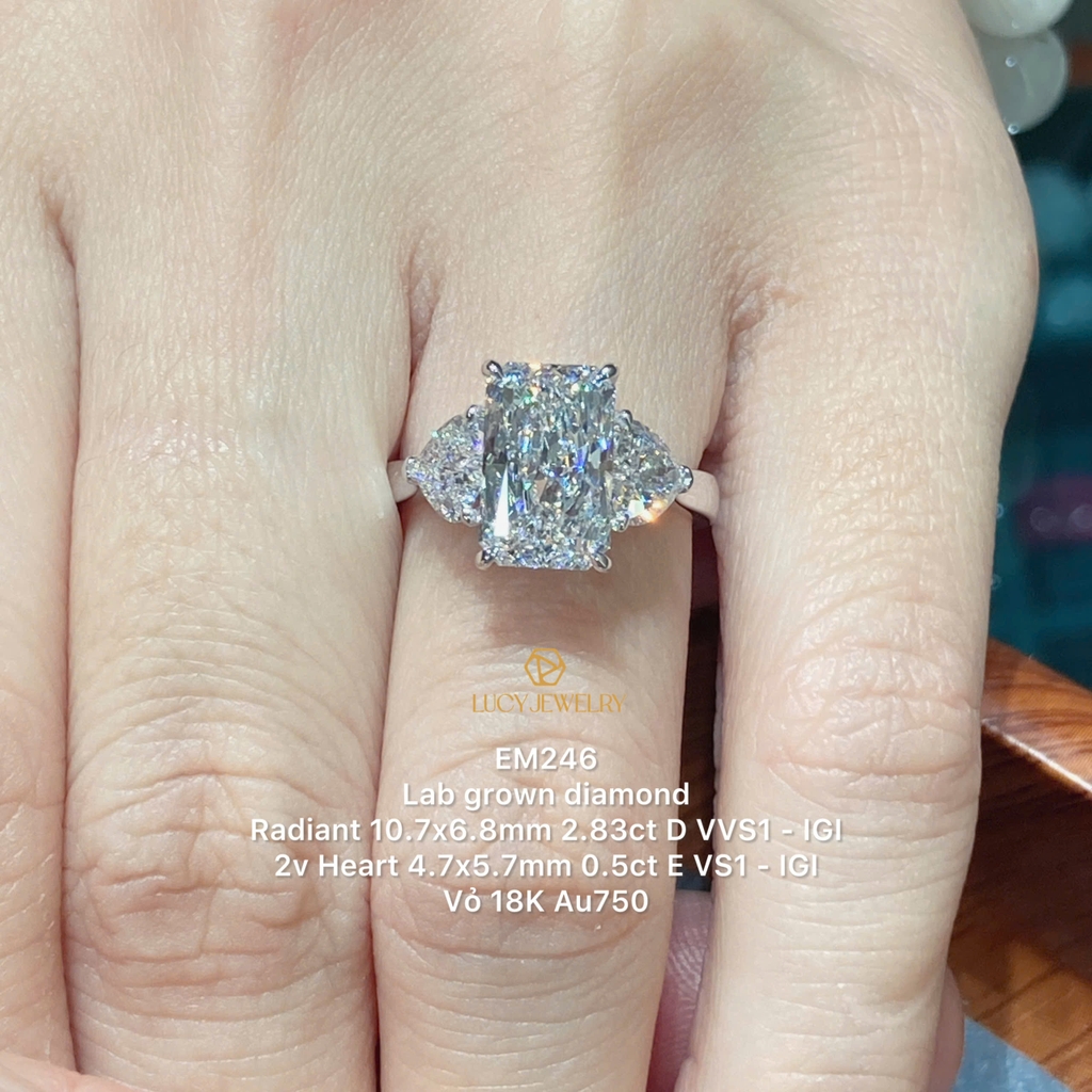 EM246 - Nhẫn cầu hôn, radiant & heart cut - Lucy Jewelry