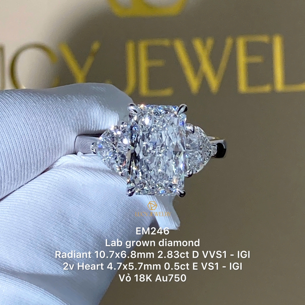 EM246 - Nhẫn cầu hôn, radiant & heart cut - Lucy Jewelry