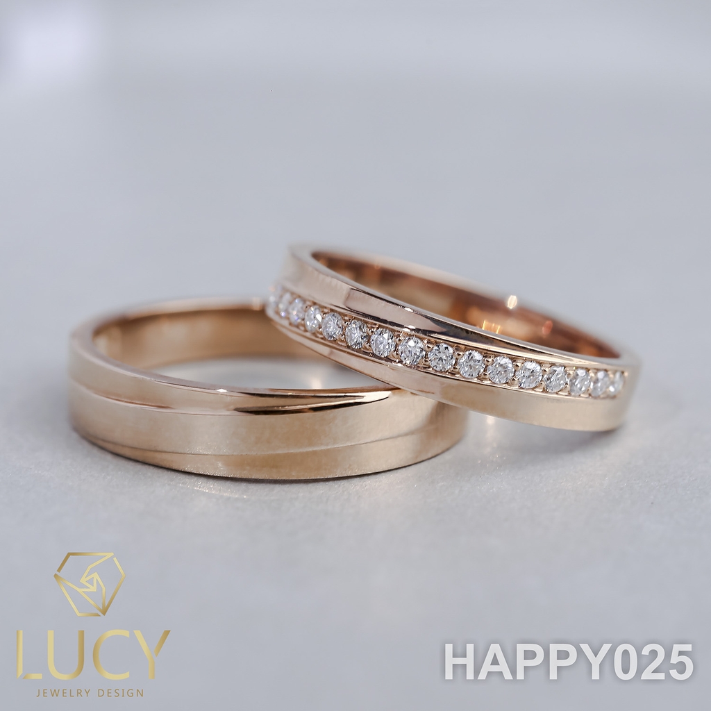 HAPPY025 Nhẫn cưới thiết kế, nhẫn cưới cao cấp, nhẫn cưới kim cương - Lucy Jewelry