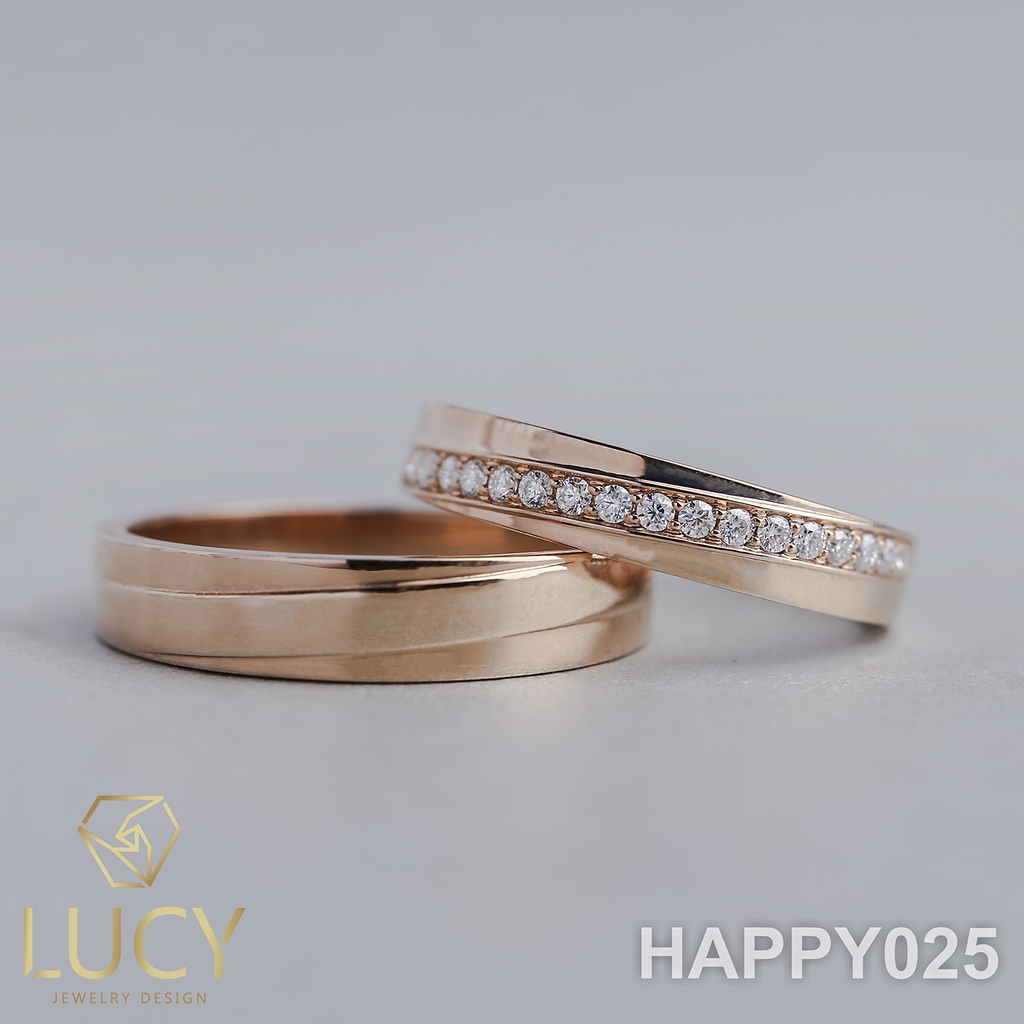 HAPPY025 Nhẫn cưới thiết kế, nhẫn cưới cao cấp, nhẫn cưới kim cương - Lucy Jewelry