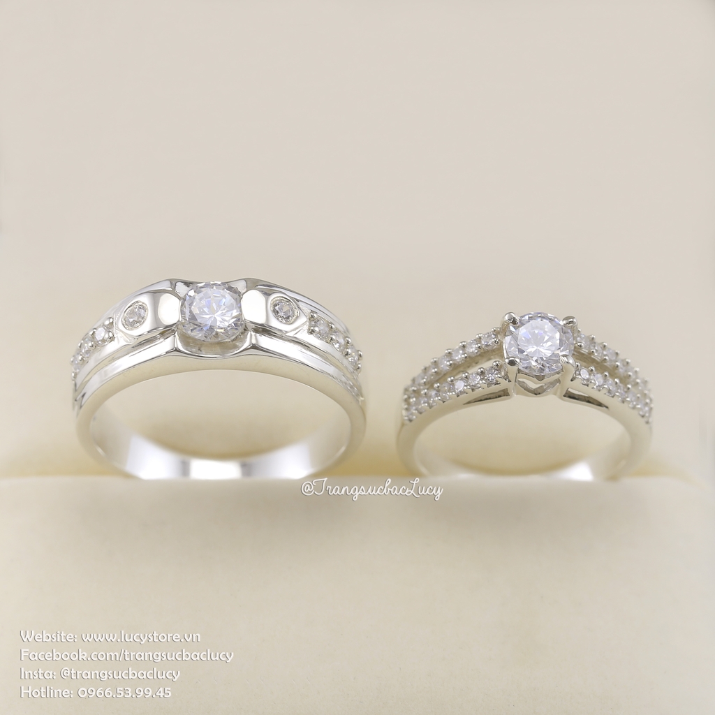 Nhẫn đôi nhẫn cặp bạc Lucy -  ND030