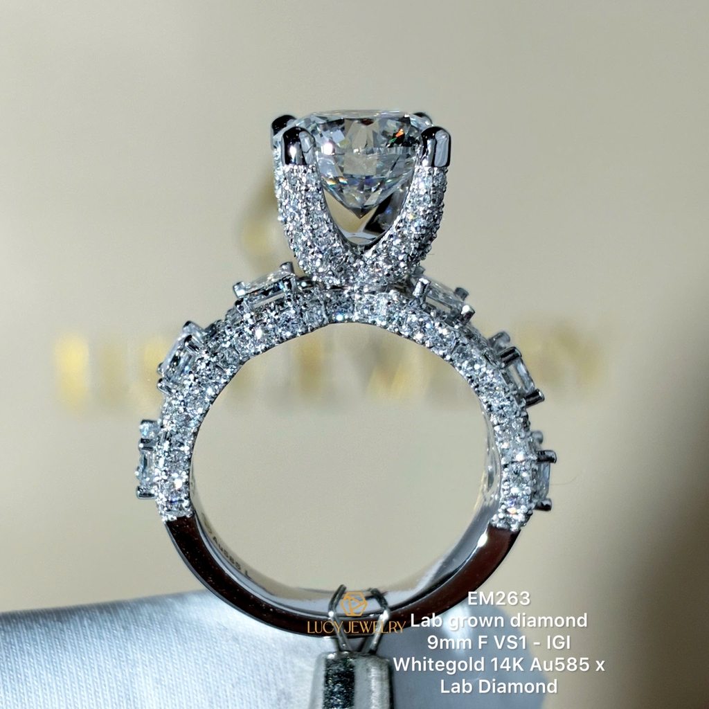 EM263 - Nhẫn cầu hôn, round cut, 9.0mm - Lucy Jewelry