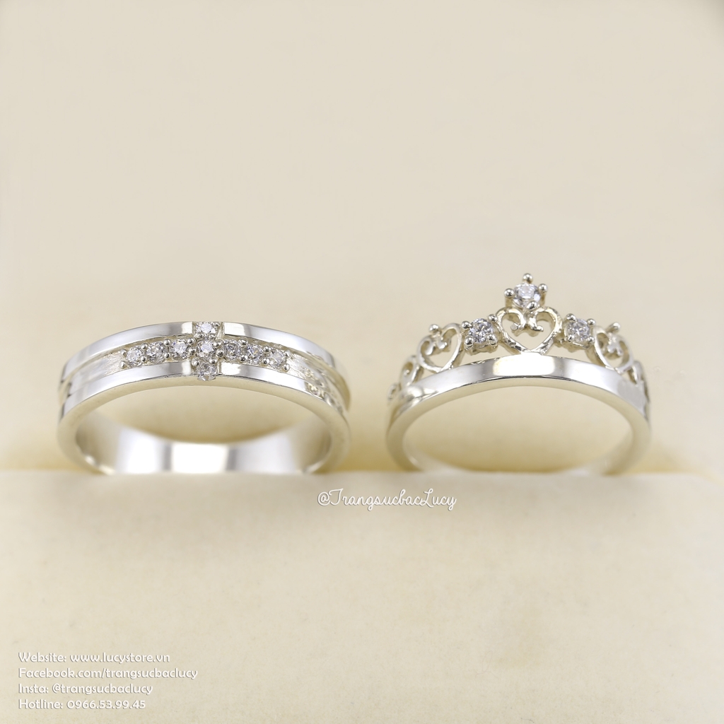 Nhẫn đôi nhẫn cặp bạc Lucy - ND014
