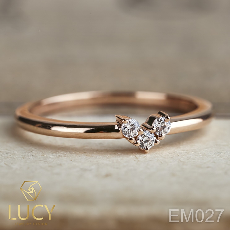 EM027 Nhẫn vàng hình trái tim thiết kế, nhẫn cầu hôn, nhẫn đính hôn - Lucy Jewelry