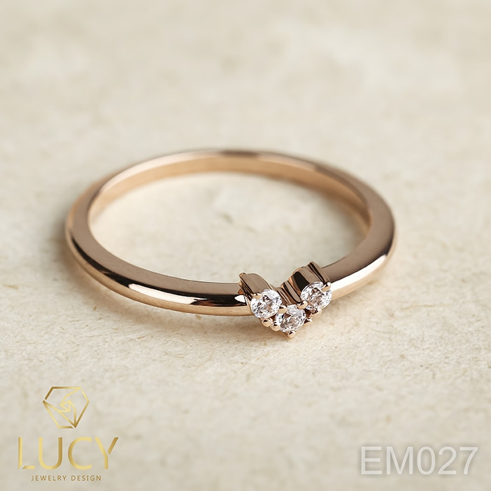 EM027 Nhẫn vàng hình trái tim thiết kế, nhẫn cầu hôn, nhẫn đính hôn - Lucy Jewelry