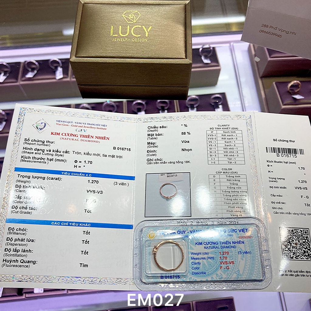 EM027 Nhẫn vàng hình trái tim thiết kế, nhẫn cầu hôn, nhẫn đính hôn - Lucy Jewelry