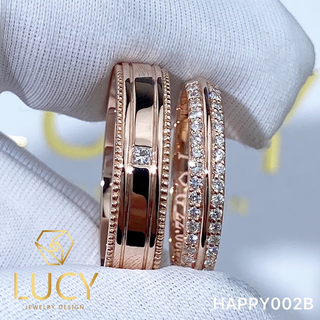 HAPPY002B Nhẫn cưới thiết kế, Nhẫn cưới đẹp, Nhẫn cưới kim cương - Lucy Jewelry