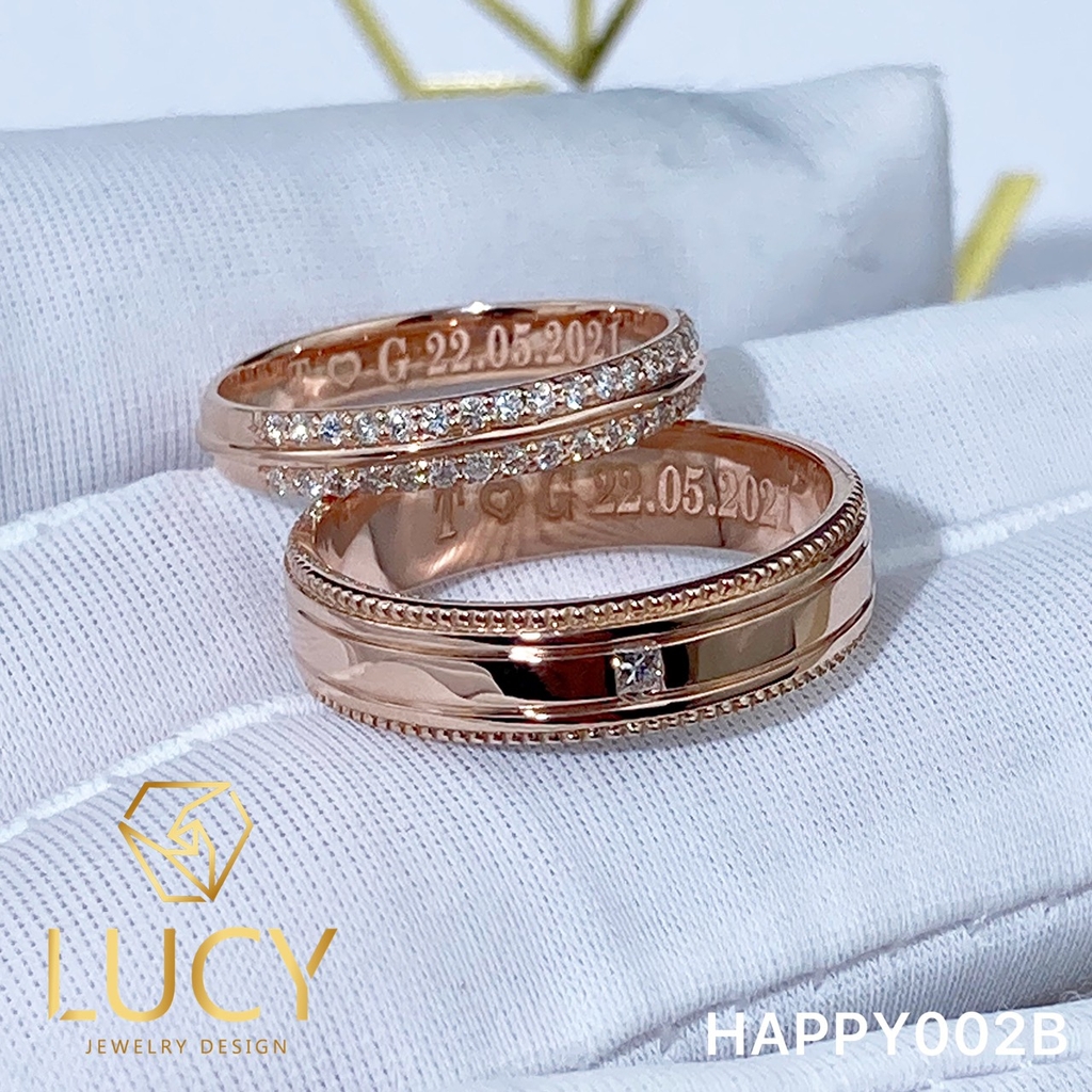 HAPPY002B Nhẫn cưới thiết kế, Nhẫn cưới đẹp, Nhẫn cưới kim cương - Lucy Jewelry