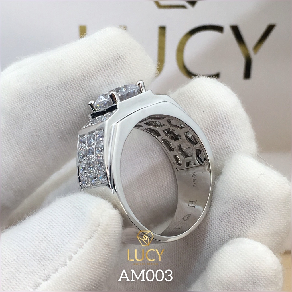 AM003 Nhẫn vàng nam đá chủ 8.1mm 8mm - Lucy Jewelry