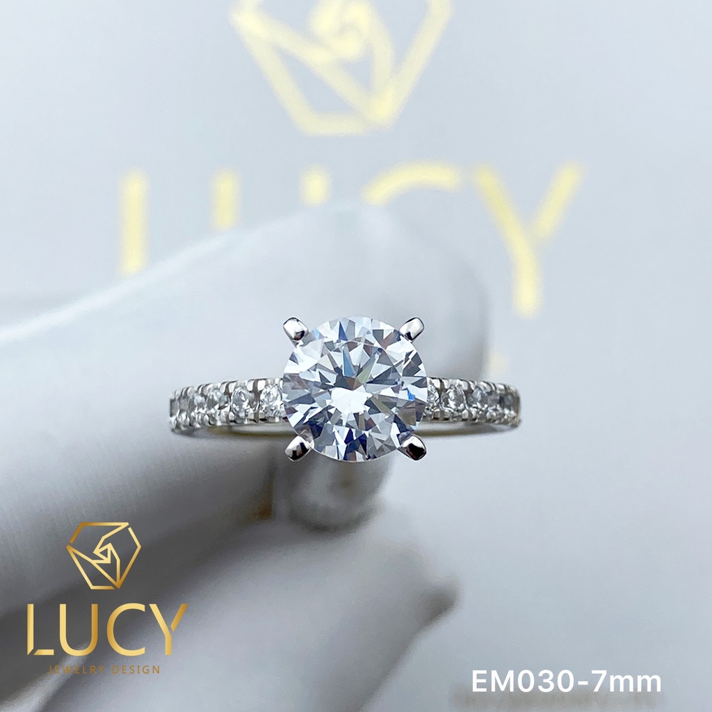 EM030-7mm Nhẫn cầu hôn đính hôn, nhẫn vàng nữ, nhẫn ổ kim cương 7mm - Lucy Jewelry