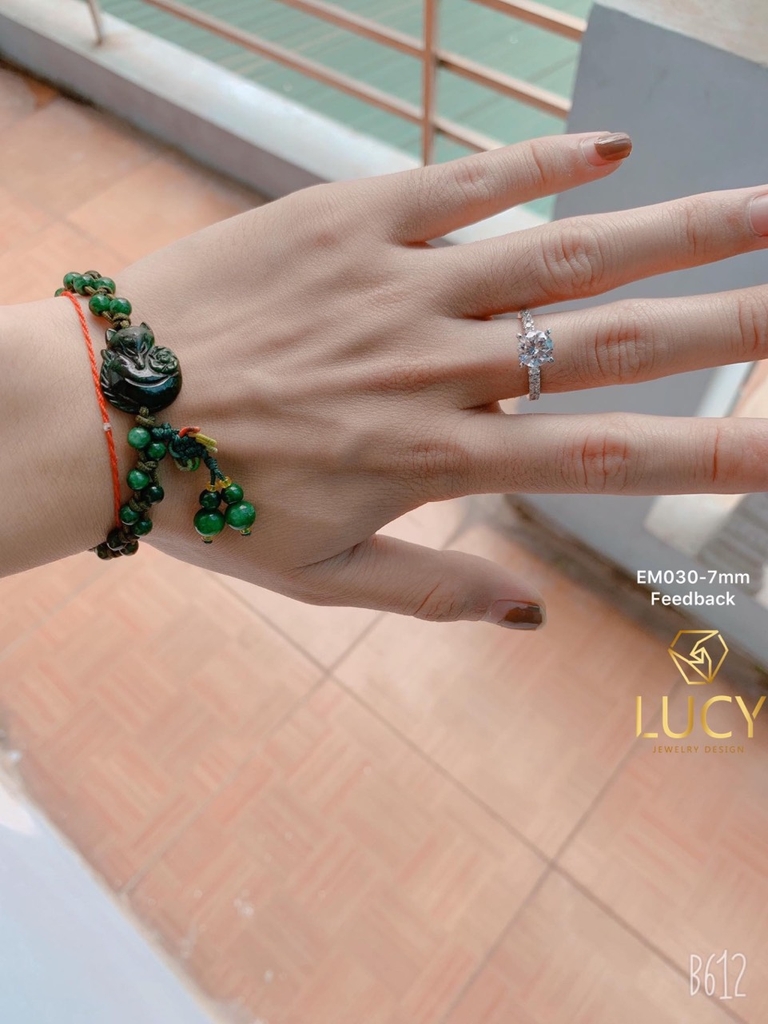 EM030-7mm Nhẫn cầu hôn đính hôn, nhẫn vàng nữ, nhẫn ổ kim cương 7mm - Lucy Jewelry