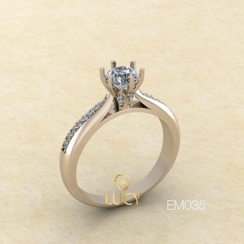 EM035 Nhẫn nữ thiết kế, nhẫn ổ kim cương 5mm, nhẫn cầu hôn, nhẫn đính hôn, nhẫn nữ vàng - Lucy Jewelry