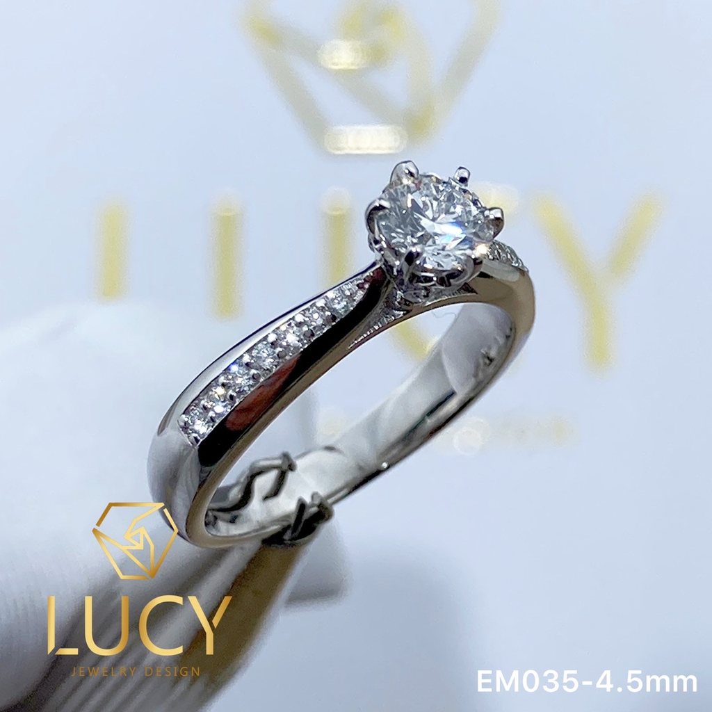 EM035-4.5mm - Nhẫn cầu hôn đính hôn, nhẫn vàng nữ, nhẫn ổ kim cương 4.5mm - Lucy Jewelry