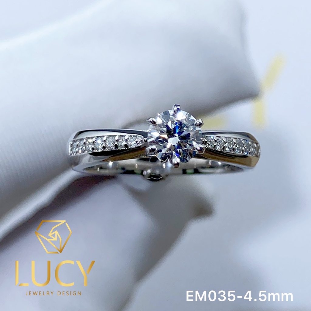 EM035-4.5mm - Nhẫn cầu hôn đính hôn, nhẫn vàng nữ, nhẫn ổ kim cương 4.5mm - Lucy Jewelry