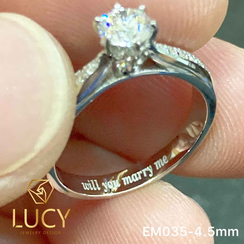 EM035-4.5mm - Nhẫn cầu hôn đính hôn, nhẫn vàng nữ, nhẫn ổ kim cương 4.5mm - Lucy Jewelry