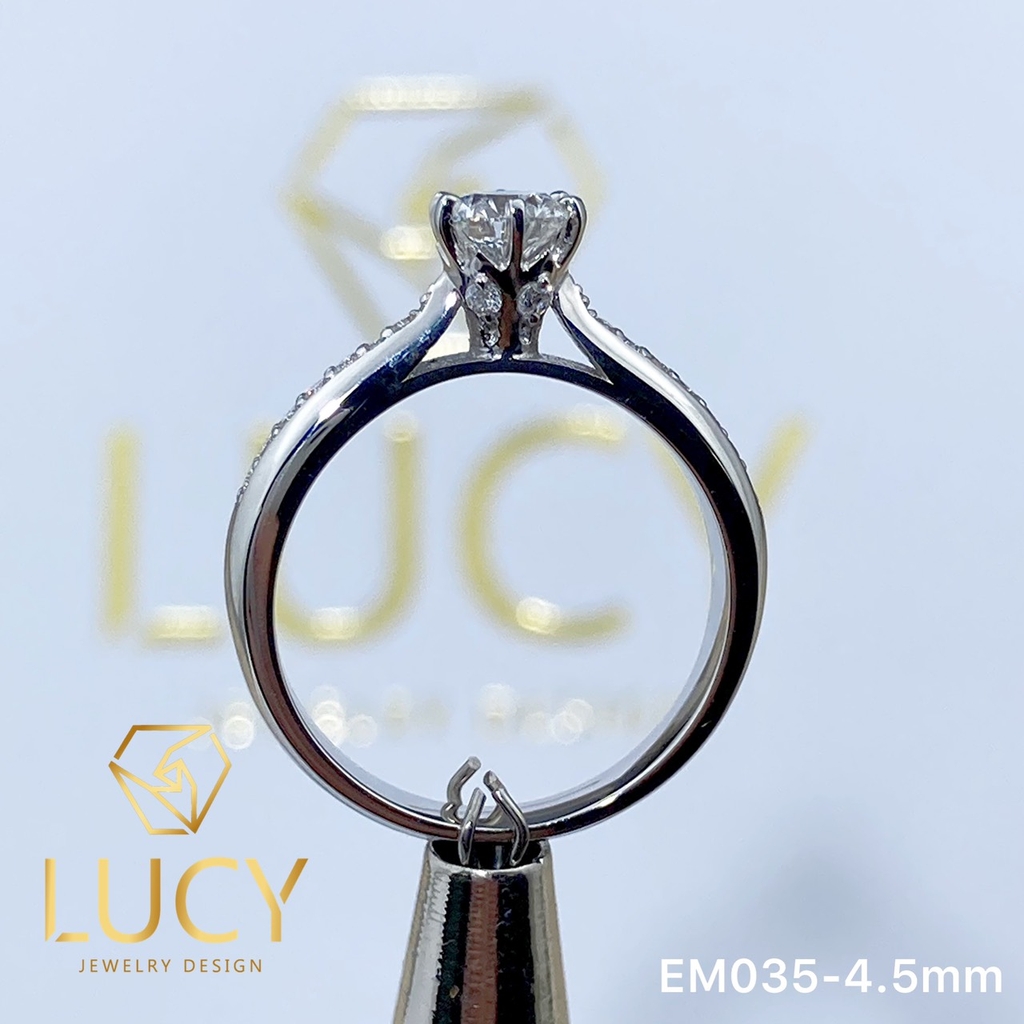EM035-4.5mm - Nhẫn cầu hôn đính hôn, nhẫn vàng nữ, nhẫn ổ kim cương 4.5mm - Lucy Jewelry