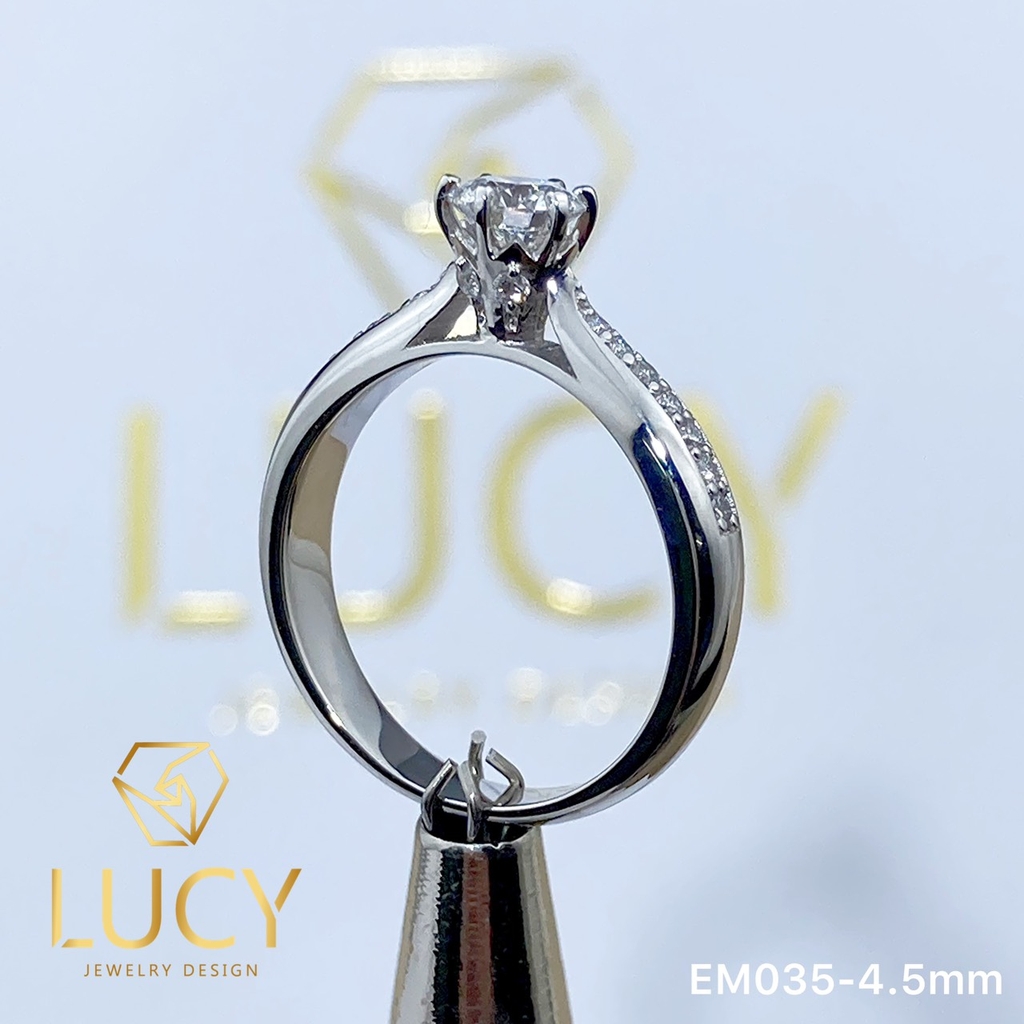 EM035-4.5mm - Nhẫn cầu hôn đính hôn, nhẫn vàng nữ, nhẫn ổ kim cương 4.5mm - Lucy Jewelry