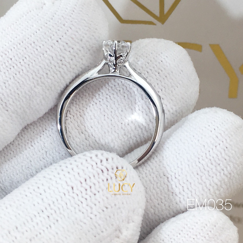 EM035 Nhẫn nữ thiết kế, nhẫn ổ kim cương 5mm, nhẫn cầu hôn, nhẫn đính hôn, nhẫn nữ vàng - Lucy Jewelry
