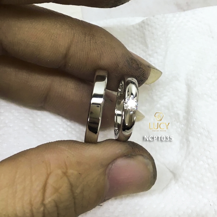 NCPT035 Nhẫn cưới bạch kim cao cấp Platinum 90% PT900 - Lucy Jewelry
