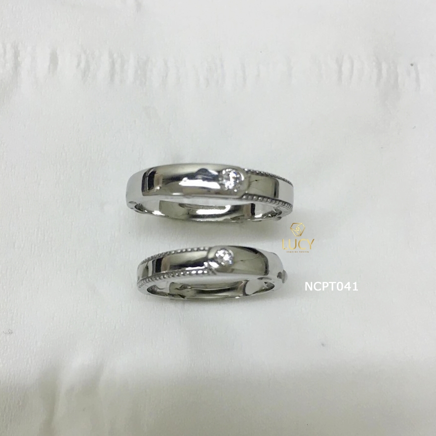 NCPT041 Nhẫn cưới bạch kim cao cấp Platinum 90% PT900 - Lucy Jewelry