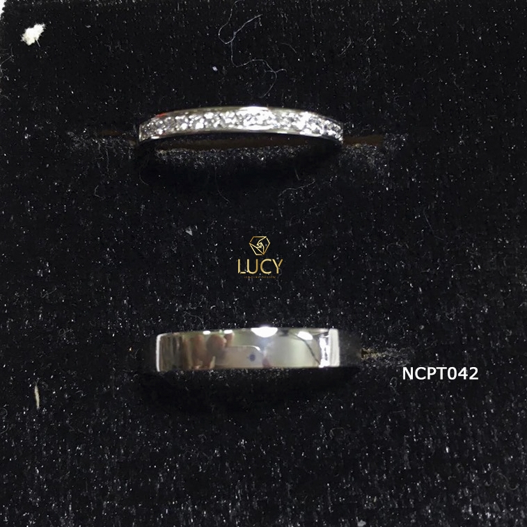 NCPT042 Nhẫn cưới bạch kim cao cấp Platinum 90% PT900 - Lucy Jewelry