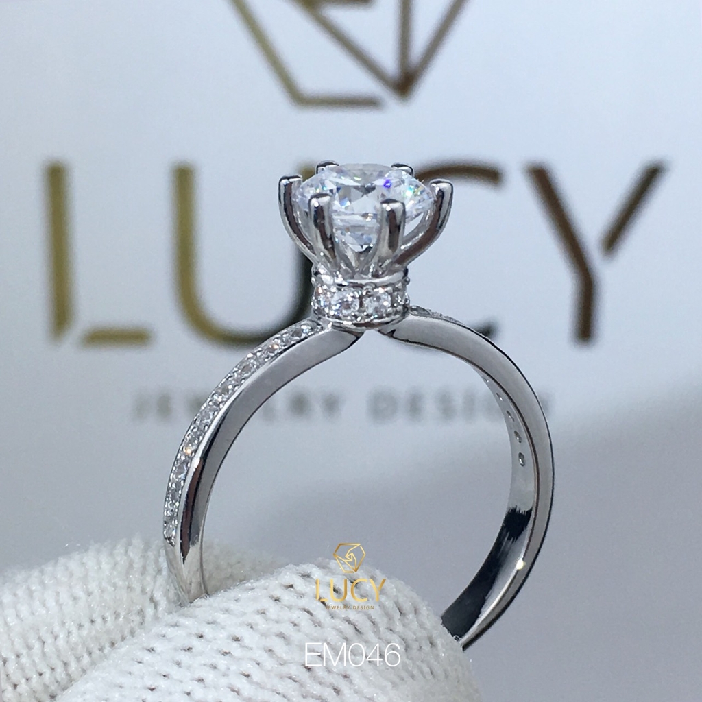 EM046 Nhẫn nữ vàng, nhẫn ổ 6mm - 6.3mm, nhẫn nữ thiết kế, nhẫn cầu hôn, nhẫn đính hôn - Lucy Jewelry