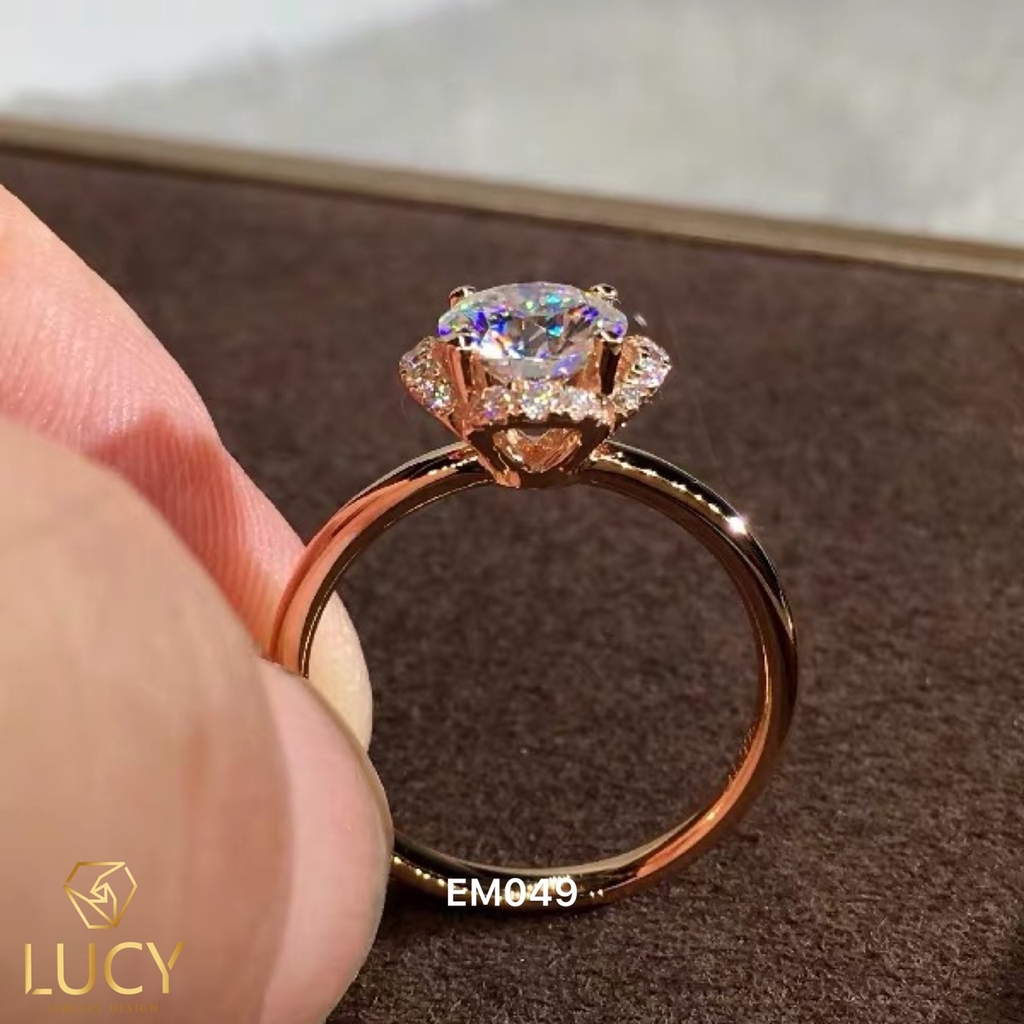 EM049 Nhẫn nữ vàng, nhẫn ổ 6.0mm 6.3mm nhẫn nữ thiết kế, nhẫn cầu hôn, nhẫn đính hôn - Lucy Jewelry