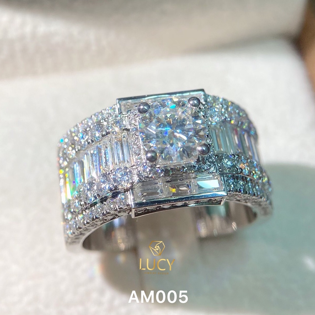 AM005 Nhẫn vàng nam đá chủ 7.2mm - Lucy Jewelry