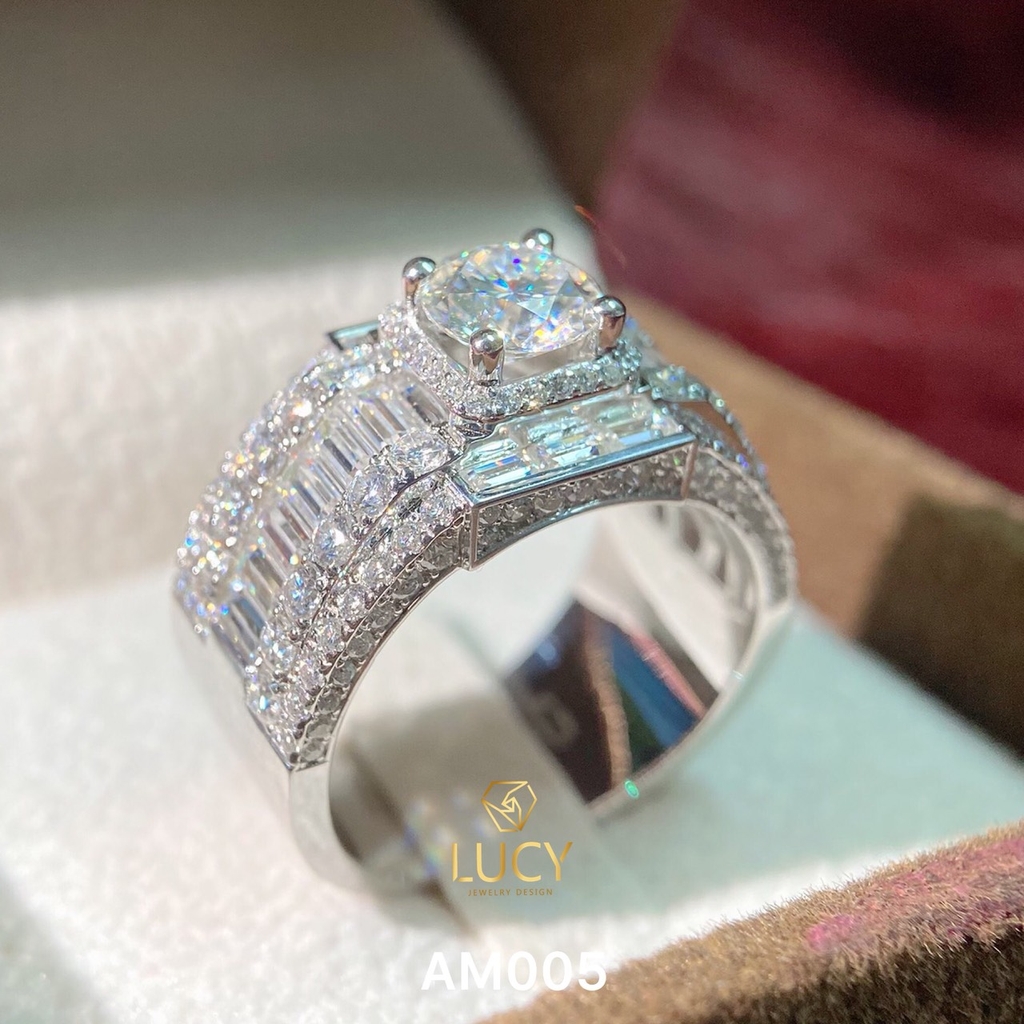 AM005 Nhẫn vàng nam đá chủ 7.2mm - Lucy Jewelry