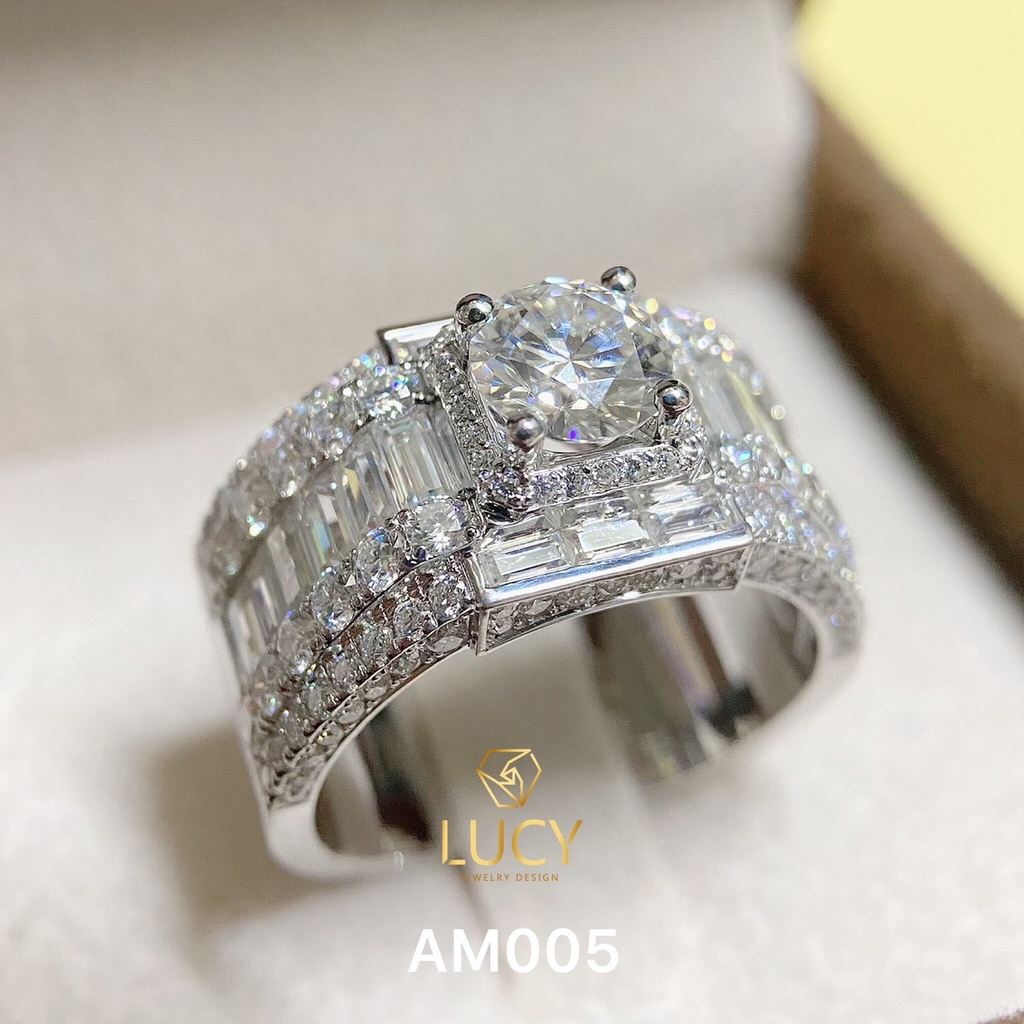 AM005 Nhẫn vàng nam đá chủ 7.2mm - Lucy Jewelry