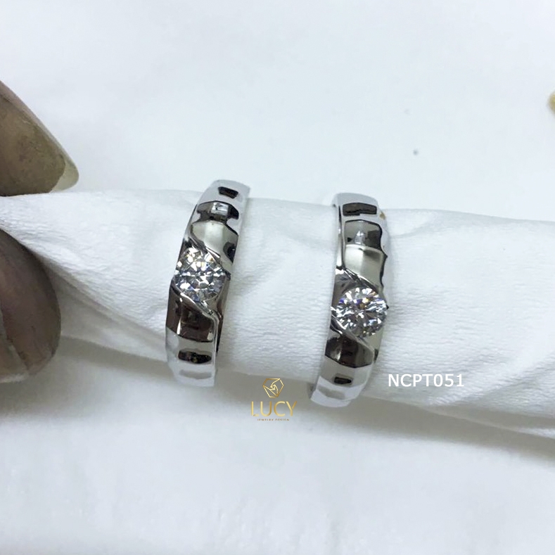 NCPT051 Nhẫn cưới bạch kim cao cấp Platinum 90% PT900 - Lucy Jewelry