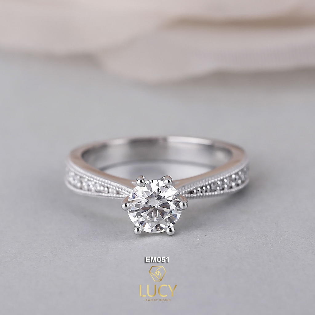 EM051 Nhẫn nữ vàng, nhẫn ổ 5.4mm nhẫn nữ thiết kế, nhẫn cầu hôn, nhẫn đính hôn - Lucy Jewelry