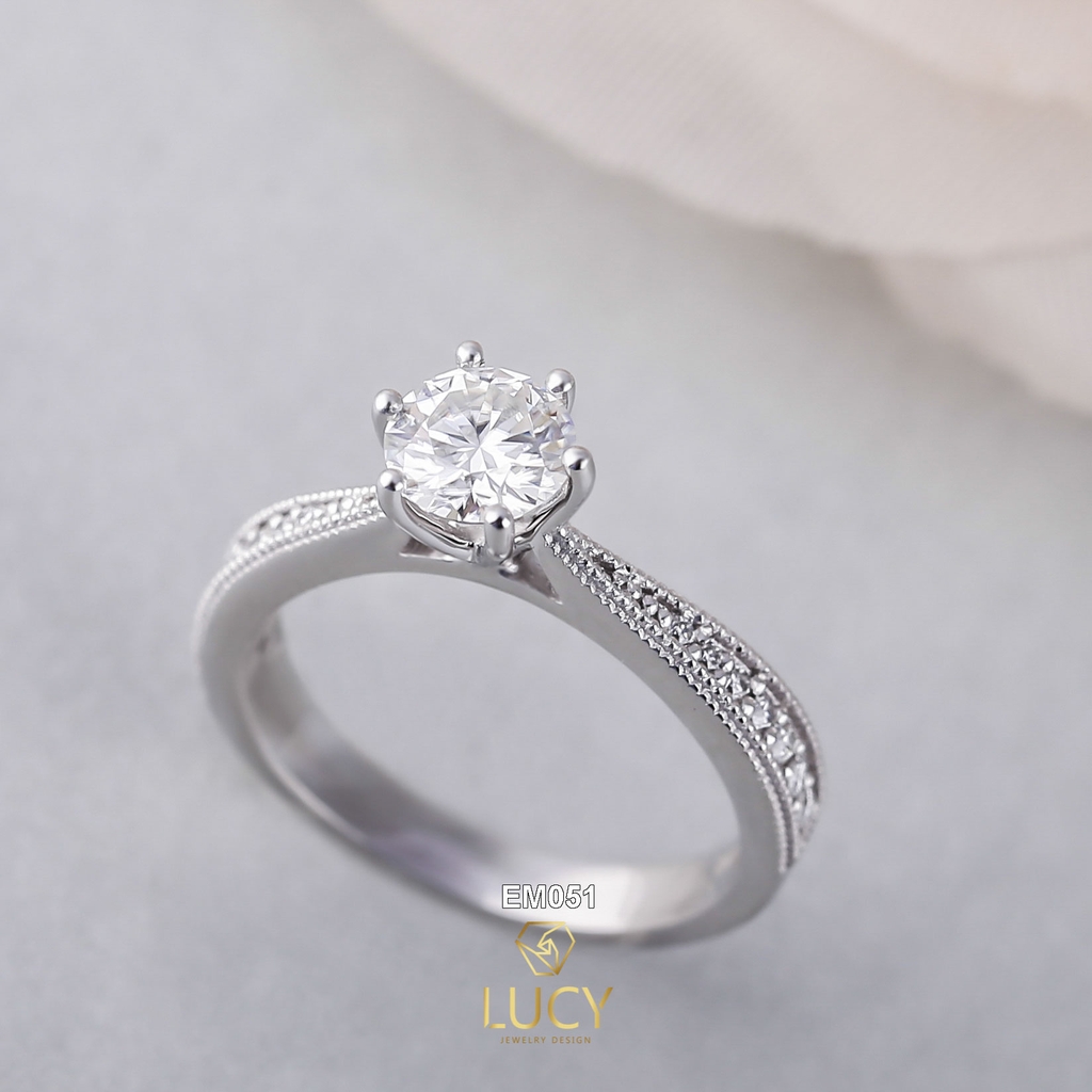 EM051 Nhẫn nữ vàng, nhẫn ổ 5.4mm nhẫn nữ thiết kế, nhẫn cầu hôn, nhẫn đính hôn - Lucy Jewelry