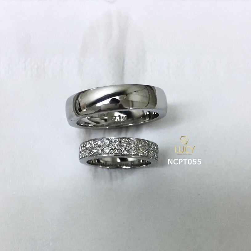 NCPT055 Nhẫn cưới bạch kim cao cấp Platinum 90% PT900 - Lucy Jewelry