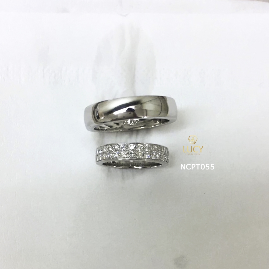 NCPT055 Nhẫn cưới bạch kim cao cấp Platinum 90% PT900 - Lucy Jewelry