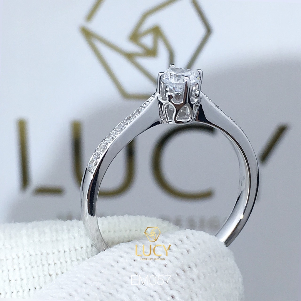 EM057 Nhẫn nữ vàng, nhẫn ổ kim cương 3.6mm 3.5mm, nhẫn nữ thiết kế, nhẫn cầu hôn, nhẫn đính hôn - Lucy Jewelry