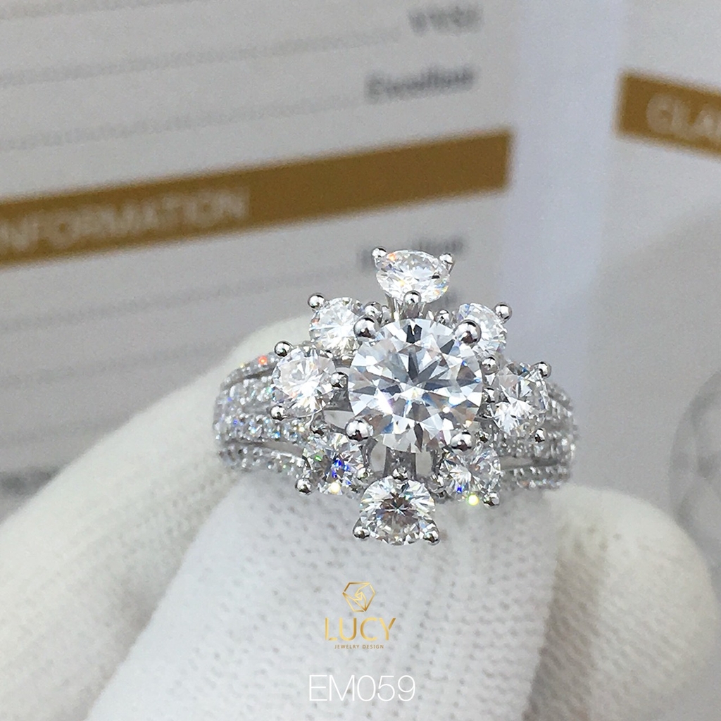 EM059 Nhẫn nữ vàng, nhẫn ổ kim cương 6mm 6.3mm, nhẫn nữ thiết kế, nhẫn cầu hôn, nhẫn đính hôn - Lucy Jewelry